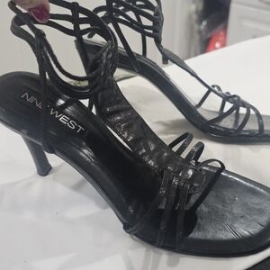 Nine West Black Strappy Heels
